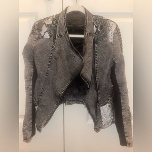 Comme Moto Jacket Grey/Black Snakeskin Leather Jacket | NWOT